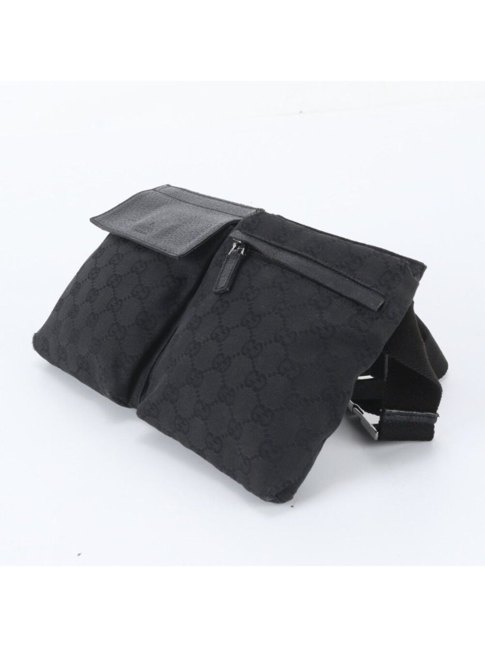 Gucci GG Canvas Leather 2-Way Belt Bag Crossbody Body Waist Pouch